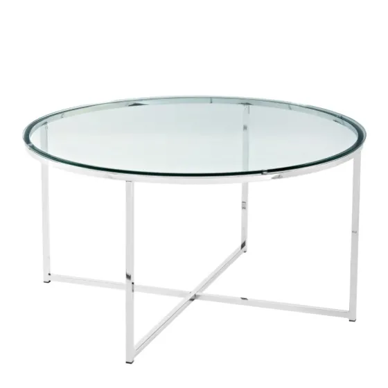 Glass & Chrome X-Base Coffee Table-Kirkland's Home Outlet