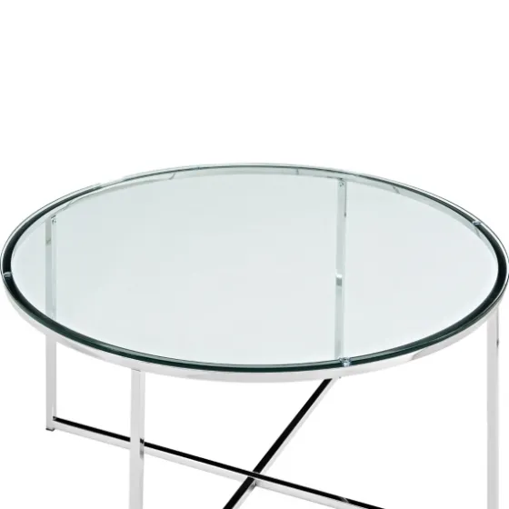 Glass & Chrome X-Base Coffee Table-Kirkland's Home Outlet