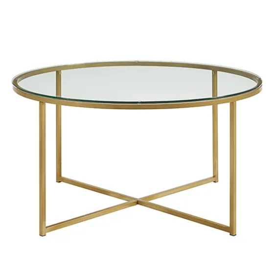 Glass & Gold X-Base Coffee Table-Kirkland's Home Outlet