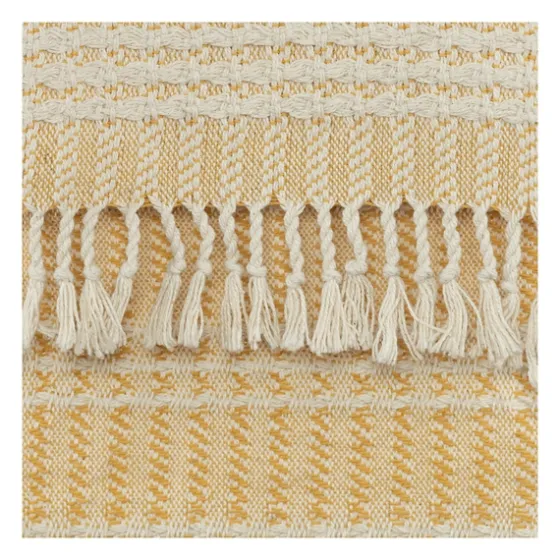 Gold And Ivory Striped Cotton Throw-Kirkland's Home Discount