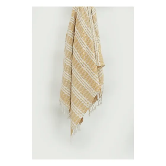 Gold And Ivory Striped Cotton Throw-Kirkland's Home Discount