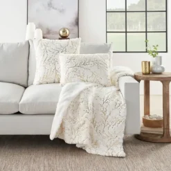 Gold Branches Faux Fur Throw Pillow-Kirkland's Home Shop