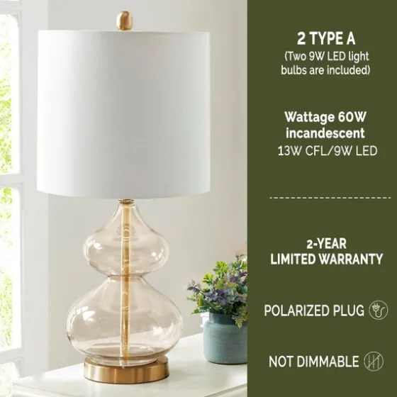 Gold Curved Glass Table Lamps, Set Of 2-Kirkland's Home Cheap