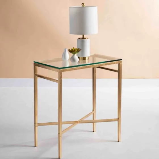 Gold Metal And Glass Side Table-Kirkland's Home Discount