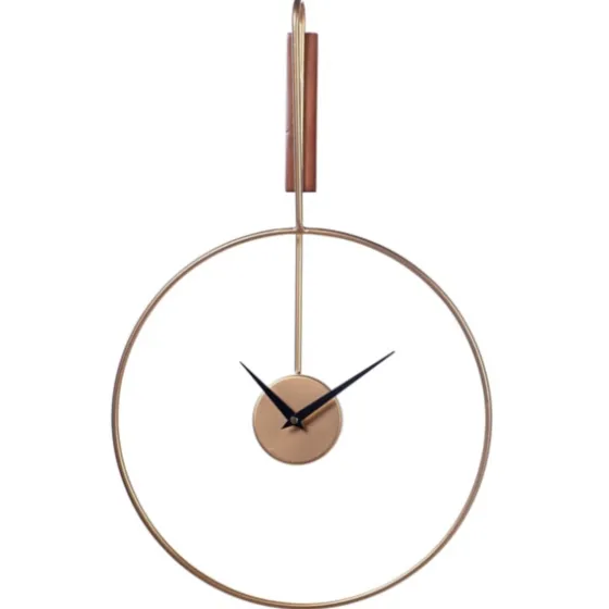 Gold Metal Open Back Clock With Wood Block-Kirkland's Home Online