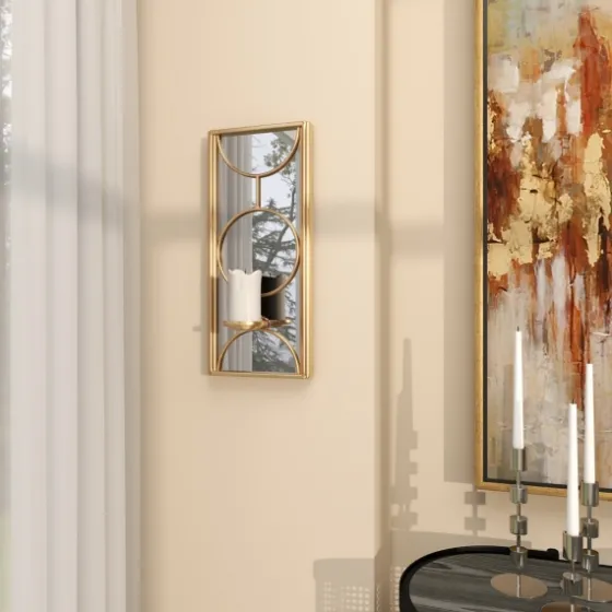 Gold Mirrored Geometric Sconce-Kirkland's Home Discount