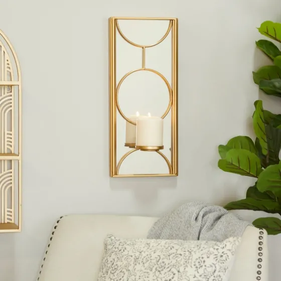 Gold Mirrored Geometric Sconce-Kirkland's Home Discount