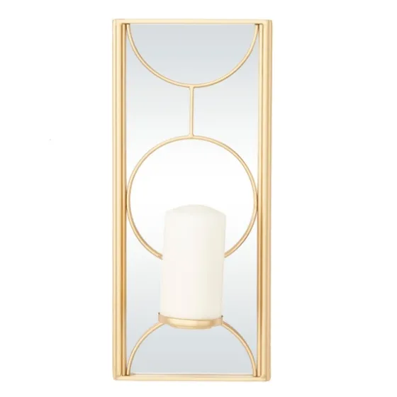 Gold Mirrored Geometric Sconce-Kirkland's Home Discount