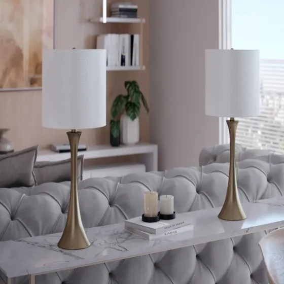Gold Sparkle Shade Tapered Table Lamps, Set Of 2-Kirkland's Home Clearance