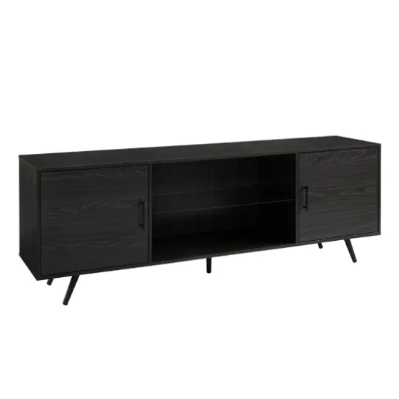 Graphite 2-Door Glass Shelf Media Cabinet-Kirkland's Home Outlet