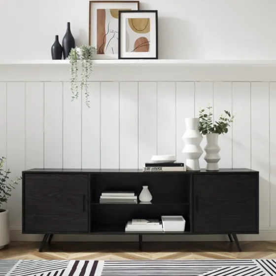 Graphite 2-Door Glass Shelf Media Cabinet-Kirkland's Home Outlet