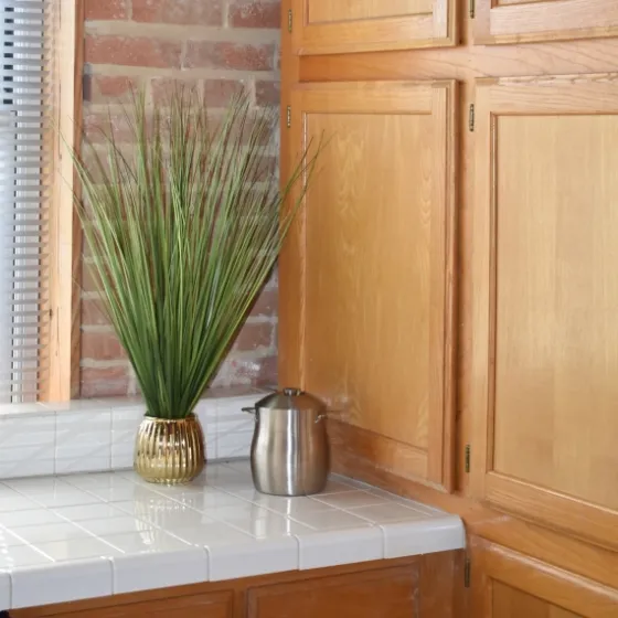 Grass Arrangement In Gold Ribbed Pot-Kirkland's Home Online