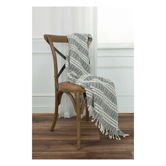 Gray And Ivory Striped Cotton Throw-Kirkland's Home Cheap