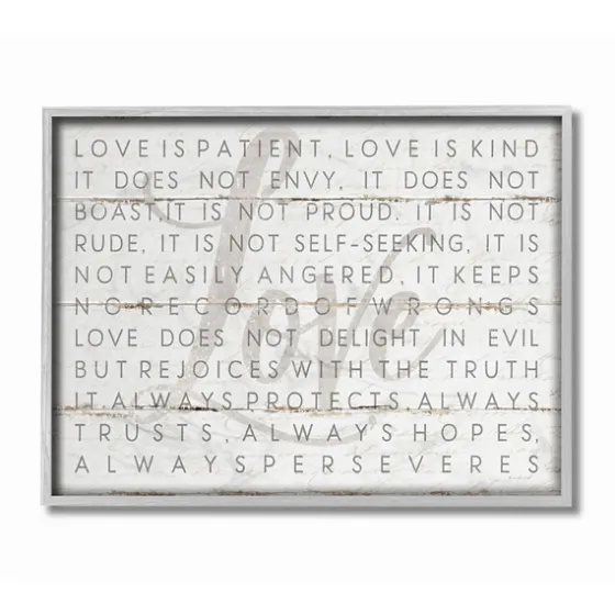Gray And White Love Is Patient Framed Art Print-Kirkland's Home Hot