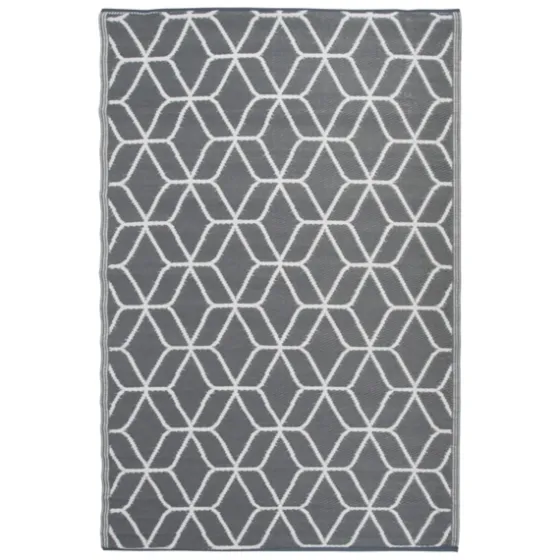 Gray And White Reversible Outdoor Rug, 3X5-Kirkland's Home Clearance