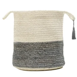 Gray And White Woven Basket With Tassel, 19 In.-Kirkland's Home Flash Sale