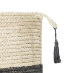 Gray And White Woven Basket With Tassel, 19 In.-Kirkland's Home Flash Sale