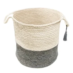 Gray And White Woven Basket With Tassel, 19 In.-Kirkland's Home Flash Sale