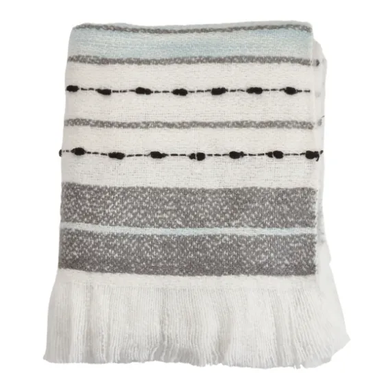 Gray Blue Multi Stripe Throw Blanket-Kirkland's Home Sale