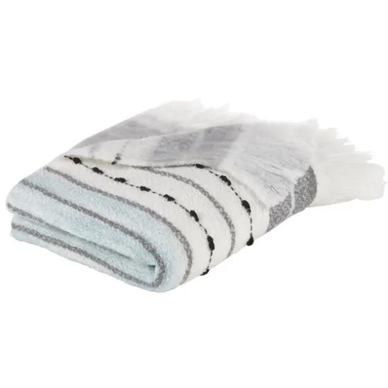Gray Blue Multi Stripe Throw Blanket-Kirkland's Home Sale