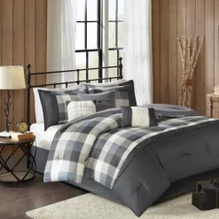 Gray Buffalo Herringbone Queen 7-Pc. Comforter Set-Kirkland's Home Store