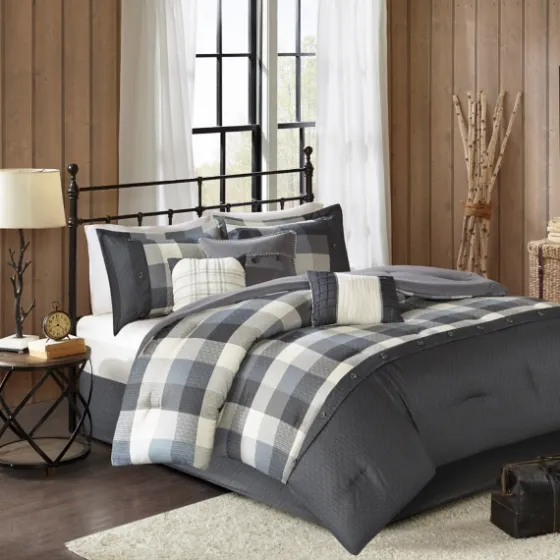 Gray Buffalo Herringbone Queen 7-Pc. Comforter Set-Kirkland's Home Store