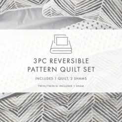 Gray Chevron Reversible 3-Pc. King Quilt Set-Kirkland's Home Online