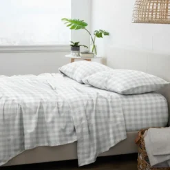 Gray Country Plaid 4-Pc. California King Sheet Set-Kirkland's Home New