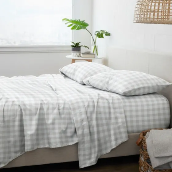 Gray Country Plaid 4-Pc. California King Sheet Set-Kirkland's Home New