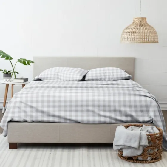 Gray Country Plaid 4-Pc. California King Sheet Set-Kirkland's Home New