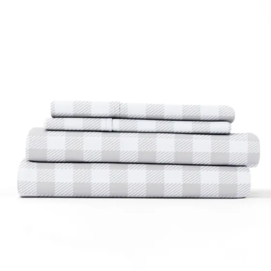 Gray Country Plaid 4-Pc. California King Sheet Set-Kirkland's Home New
