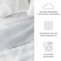 Gray Damask Reversible 3-Pc. King Quilt Set-Kirkland's Home Shop