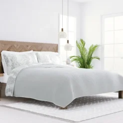 Gray Damask Reversible 3-Pc. Queen Quilt Set-Kirkland's Home Online