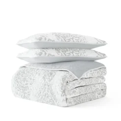Gray Damask Reversible 3-Pc. Queen Quilt Set-Kirkland's Home Online