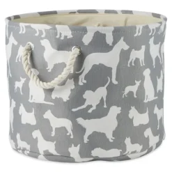 Gray Dog Show Round Storage Bin, 18 In.-Kirkland's Home Cheap