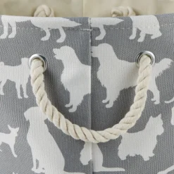 Gray Dog Show Round Storage Bin, 18 In.-Kirkland's Home Cheap
