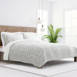 Gray Dotted Reversible 3-Pc. Queen Quilt Set-Kirkland's Home Discount