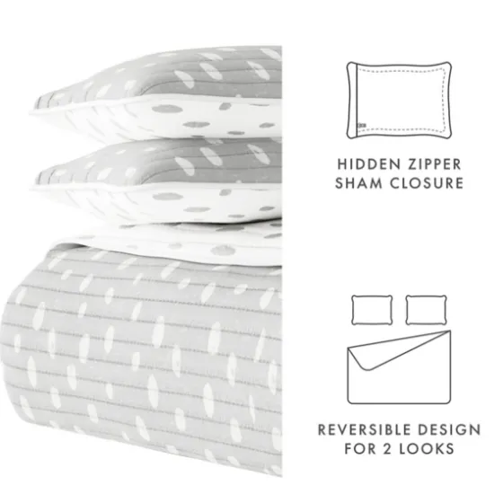 Gray Dotted Reversible 3-Pc. King Quilt Set-Kirkland's Home New