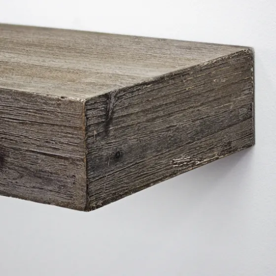 Gray Floating Rustic Wooden Wall Shelf, 3 Ft.-Kirkland's Home Clearance