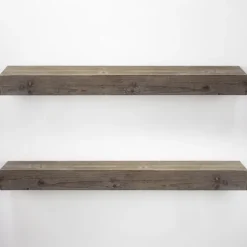 Gray Floating Rustic Wooden Wall Shelf, 3 Ft.-Kirkland's Home Clearance