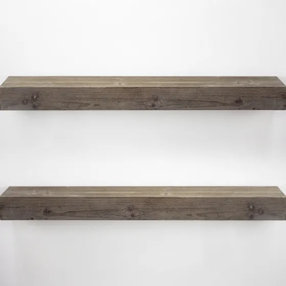 Gray Floating Rustic Wooden Wall Shelf, 3 Ft.-Kirkland's Home Clearance
