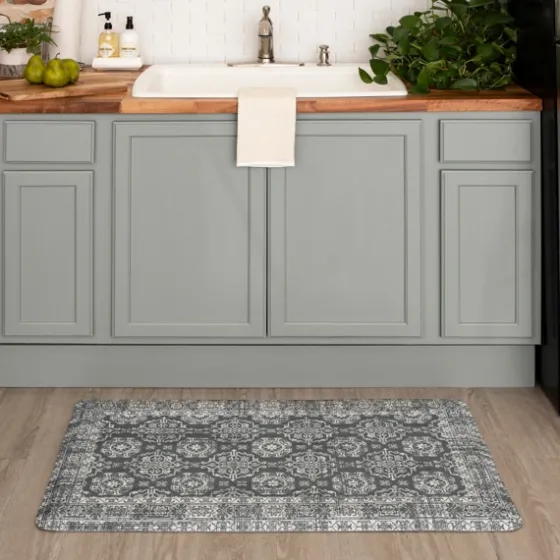 Gray Floral Cushioned Kitchen Mat-Kirkland's Home Best