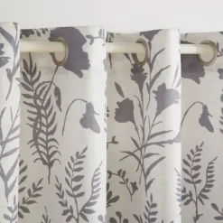 Gray Floral 2-Pc. Curtain Panel Set, 96 In.-Kirkland's Home Clearance
