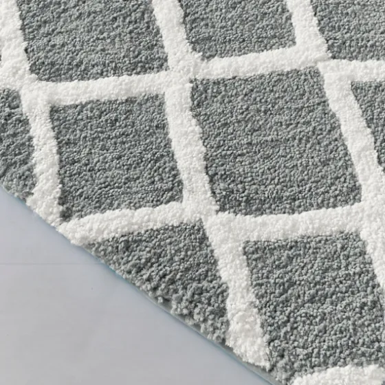 Gray Geometric Pattern Reversible Bath Mat, 60 In.-Kirkland's Home Outlet