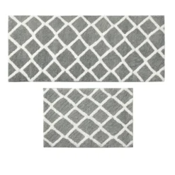 Gray Geometric Pattern Reversible Bath Mat, 60 In.-Kirkland's Home Outlet