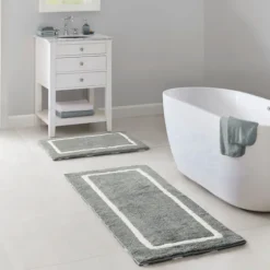 Gray Geometric Pattern Reversible Bath Mat, 34 In.-Kirkland's Home Hot