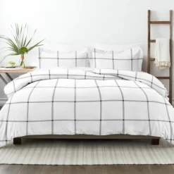 Gray Grid Plaid 3-Pc. Micro King Duvet Cover Set-Kirkland's Home Cheap