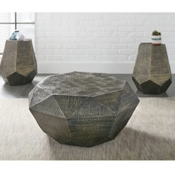 Gray Hand-Stamped Iron Octagonal Coffee Table-Kirkland's Home Discount