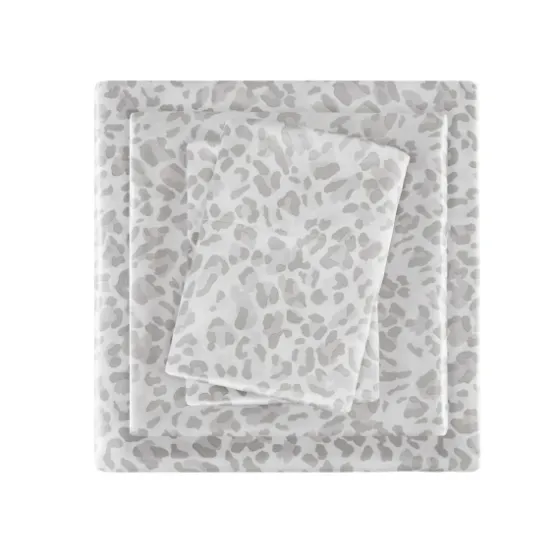 Gray Leopard Print Satin 4-Pc. Queen Sheet Set-Kirkland's Home Discount