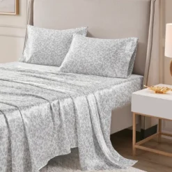 Gray Leopard Print Satin 4-Pc. Queen Sheet Set-Kirkland's Home Discount